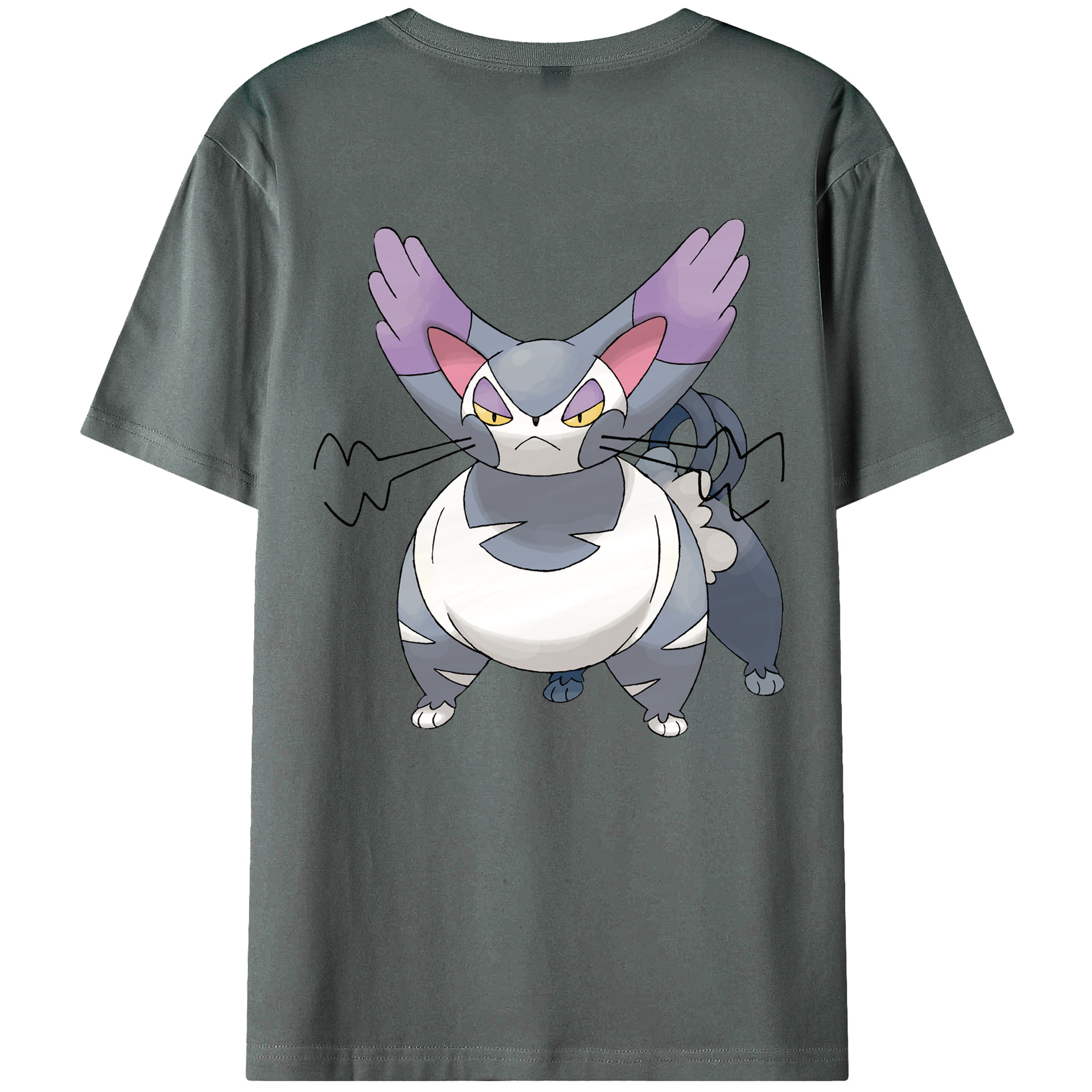 （画像用） ポケットモンスター Pokémon 綿100％ メンズ半袖Tシャツ（バックプリント） 通気性